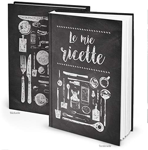 Logbuch-Verlag libro ricette ricettario A4 personalizzabile DIY vuoto italiano bianco nero copertina rigida regalo cucina