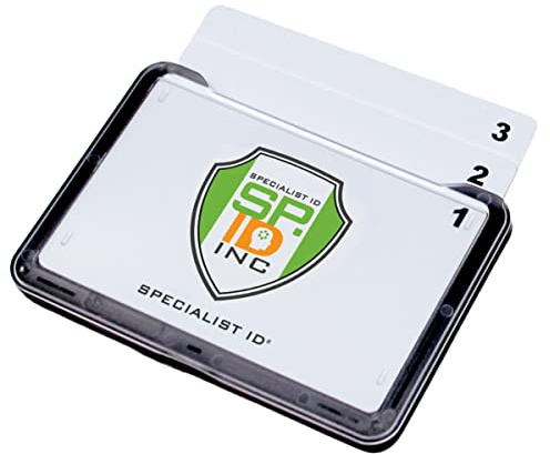 Specialist ID 2-pack – slitstark märkeshållare för 3 kort horisontellt – ID-fodral rymmer tre märken styvt polykarbonat flera kortfodral för 2 till 3 I'd – toppmatad ID ID D. Fodral för arbete av