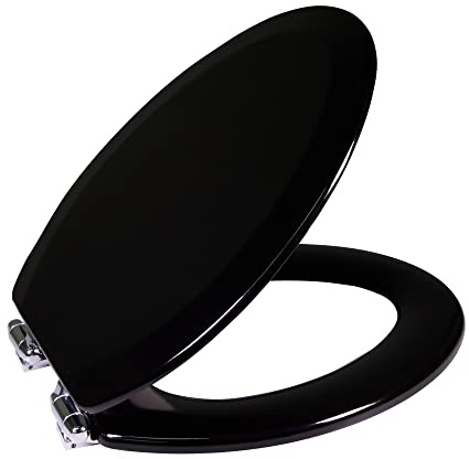 Dalton Wooden Elongated Soft Close Toilet Seat, Black, Quick Release, Easy to Install – Design House, 560235-BLK