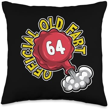 64th Birthday Official Old Fart Funny Red Whopee Cushion Throw Pillow