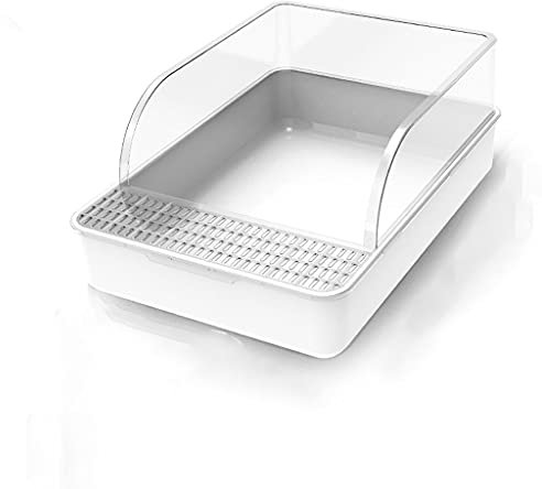 Aseo para mascotas Bandeja de arena for gatos de alta Valla arena for gatos Cat Prueba Aseo camada grande Abrir la caja del gato de malla de doble capa inodoro for animales domésticos Caja Con La Pala