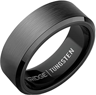 The Ridge Gunmetal Beveled Ring Comfort Fit Wedding Band - 10.5