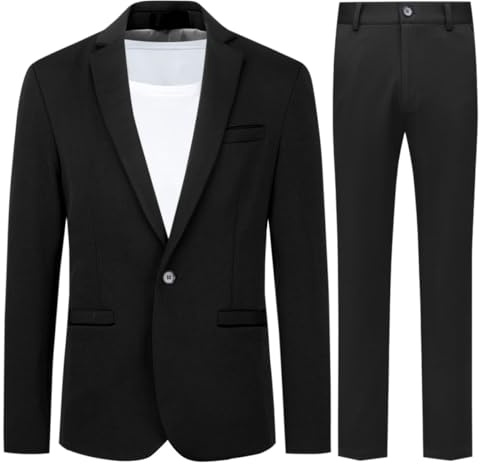 Allthemen Costume Hommes 2 pièces Un Bouton Causal d'affaires Slim Fit pour Mariage Noir L