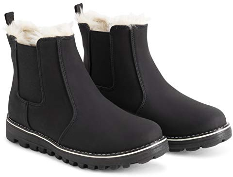 Polar Bottines Chelsea en nubuck imperméable en mousse à mémoire de forme avec semelle cousue et doublée en fausse fourrure pour femme