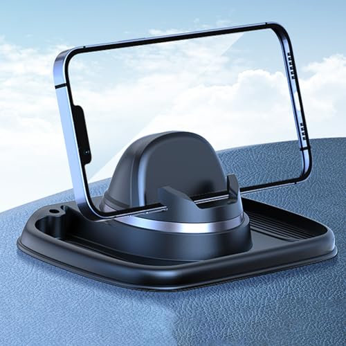 MainPi Soporte Móvil Coche,Soporte Teléfono Salpicadero de Silicona Antideslizante,360 Grados Giratorio Soporte Teléfono Móvil para Coche,Universal Soporte Coche Reutilizable para Smartphone (Negro)