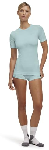 FALKE Women's Warm Round Neck W S/s Ts Functional Yarn Quick Dry Base Layer Top 1 Piece, Green Jade 7439, XS