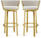 Guyifuny 360 ° Swivel Height Bar Stools Set of 1/2/3/4, Open-back Velvet Barstools with Woven Back and Gold/Black Footrest, Dining Chairs for Kitchen Island Pub,White Gold Leg,2 PCS