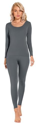 Liang Rou Women's Scoop Neck Top & Bottom Ultra Thin Thermal Underwear Set