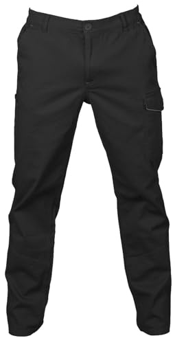 CHEMAGLIETTE! Pantaloni da Lavoro Uomo Power, 98% Cotone, Certificato CE CAT1, Multitasche, Elastici Vita,Nero,M