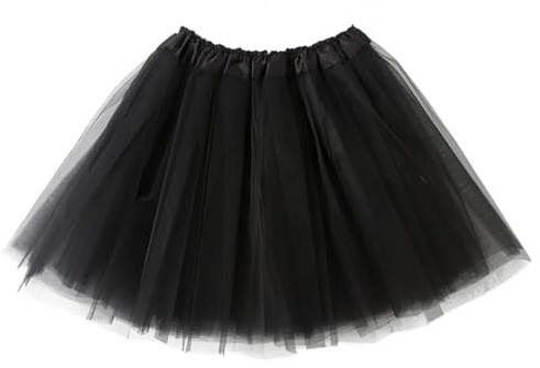 GGUFAY Jupe Tutu Femme Court en Tulle, Taille Élastique, Pour Danse, Carnaval, Halloween, Classique Ballet, Jupon pour Robe Vintage (Noir)