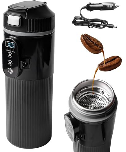 Bouilloire électrique voiture 12V / 24V 500ml bouilloire électrique avec écran LCD bouilloire de voyage avec allume-cigare 12Volts pour voiture, camion, voyage, camping