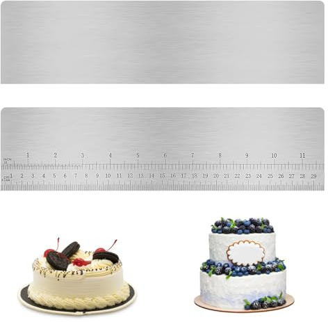 APOMOONS Rostfritt stål kakskrapa med skala, 30 cm tårtspatel tårta slät skrapa tårtplattång tårta skrapa sidoskrapa silver tårtor skrapa för glasyr mousse kaka smörkräm