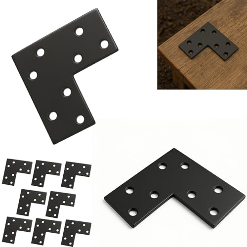 8 Pcs Corner Bracket for Wood, Flat Fixing Brace, L Brackets for Wood, Angle Brackets Straight for Repairing Fixing Furniture Support Joining Mending Plates, 3x3x1.5