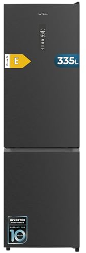 Cecotec Frigorífico Combi 335L No Frost Bolero CoolMarket Combi 335 Dark E. Altura 195,3cm y 59,5cm Ancho, Compresor Inverter Plus, Bajo Consumo, Estantes de Cristal, Cajón Control de Humedad, Dark
