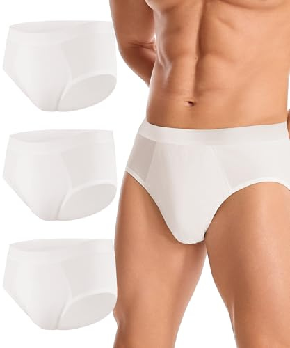 BEENIUBEE Calzoncillos para hombre, 150 ml, pantalones cortos de incontinencia de algodón absorbentes, reutilizables y lavables a prueba de fugas, 3 unidades (blanco, XL)