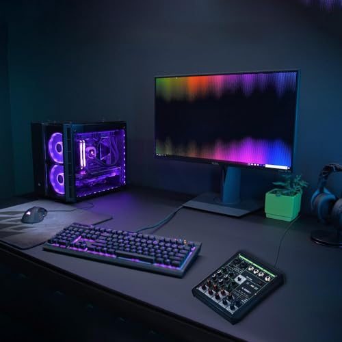 Aumotop Mélangeur Audio 6 Canaux avec Console de Mixage OTG d'alimentation Fantôme 48 V pour Interface D'ordinateur de Cinéma Maison, Matière Plastique