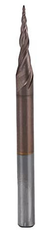 Fresas de extremo cónico Carburo de acero de tungsteno Fresa de alto rendimiento Excelente eliminación de viruta Acabado superficial alto para máquina de grabado CNC Artesanía en (P0.25 * 15*Dch*50)
