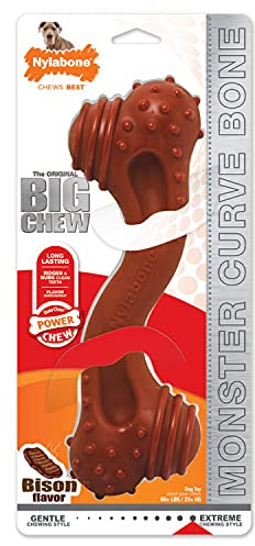 Nylabone Strukturierter Power Chew Riesen-Kauknochen, Bison – Kauspielzeug für extrem stark kauende Hunde – XXL-Größe – für Hunde ab 23 kg