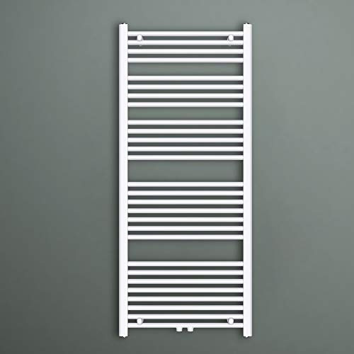 Mai & Mai Radiatore Piatto da Bagno 140x60cm, Radiatore Scaldasalviette Termoarredo da Bagno Riscaldamento Elettrico o da Acqua Calda RHE Scalda Portasciugamani in Acciaio, Bianco
