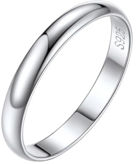 Silvora Plata de Primera Ley 925 Anillo Compromiso Mujer Alianza Pareja Banda Lisa Fina 3mm Talla 20 59.5mm Dedo Indice Anular Medio Pulgar