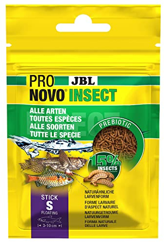 JBL PRONOVO INSECT STICK, foder för alla akvariefiskar 3-10 cm, fiskfoderpinnar, storlek S, 20 ml