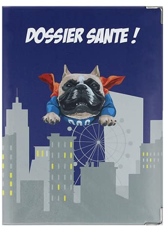 Color Pop® fodral liten hälsobok djur (Superdog) - fransk tillverkning - PVC - anteckningsbok 18,5 x 13,5 cm