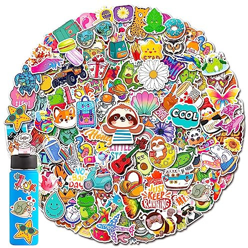 MonEnfance 300 PCS Cute Vinyl Waterproof Stickers for Water Bottles, Skateboard, Laptop, Multicolor Cartoon Stickers for Kids Teens Girls