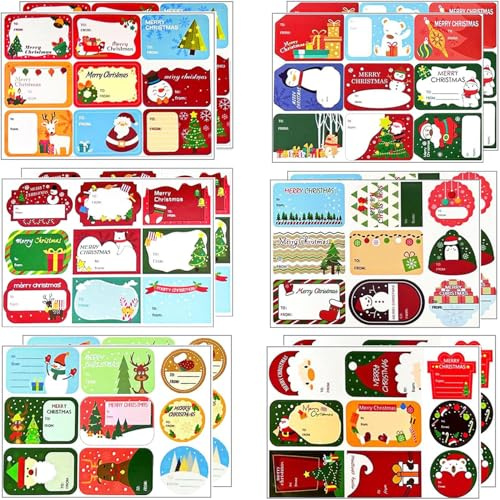 108 PCS Christmas Labels Stickers Xmas Name Gift Labels Xmas Sticky Labels