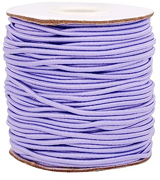 Cheriswelry 43 Yard/Roll 2mm Lilac Round Elastic Cord Stretch Nylon Braiding String Jewelry Beading Threads Knitting Sewing Bands Rope for DIY Bracelet Necklace Crafting Making