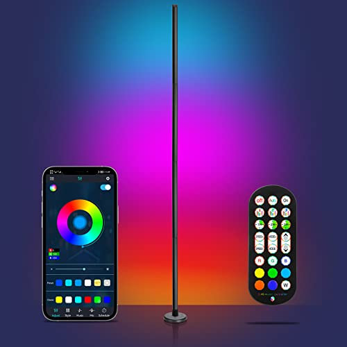 luxceo LED Stehlampe Wohnzimmer, 165cm Abnehmbare Ecklampe RGB Dimmbar,App-Steuerung RGBIC Hue Stehlampe,16 Millionen Farben,usikmodi, DIY-Modus & Timing -Funktion für Wohnzimmer,Schlafzimmer,Party