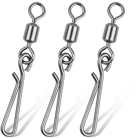 Fishing Swivels Snaps Rolling Swivel with Hanging Snap High Strength Quick Change Snaps Fishing Line Connector Freshwater Saltwater 2# 4# 6# 8# 10# (10#-50PCS)