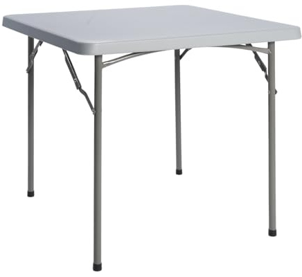 Solycarpa Mesa Cuadrada 87 x 87 Cm con Patas Plegables de Exterior, Jardín, Catering, Hostelería y Eventos. Auxiliar para Comedor y Camping. Fácil de Transportar, Portátil y de PVC.