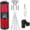 ZERUIDM Boxsack Set Heavy Duty Punchingsäcke UNGEFÜLLT, Hängende Boxing Bag für Erwachsene Kinder, Punching Bag mit Boxbandagen Deckenhaken Kette, für Kickboxen Kampfsport Muay Thai MMA