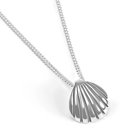 HENRYKA 925 Sterling Silver Seashell Necklace - 18 Chain | Hypoallergenic Small & Dainty Shell Pendant Charm Accessory | Women Gifts