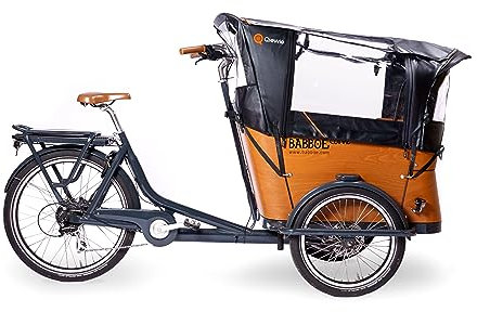 Regenzelt Luxus - Passend für Babboe Curve Lastenfahrrad - Qiewie MIT gestangen Schwartz