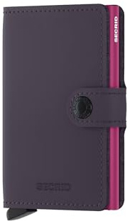 Secrid Miniwallet Dark Purple Fuchsia aus Leder, in der Farbe Lila/Pink, für 4 Karten mit oder 6 Karten ohne Prägung, Maße: 10,2 x 6,5 x 2,1 cm, MM-Dark Purple-Fuchsia
