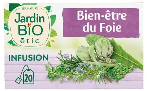 Infusion Foie Bio Jardin Bio Étic - Détox Délicieuse! 20 sachets, Étui 30g Bien-être digestif naturel | Épicerie Bio | Diététique et Santé - Le Lot De 3