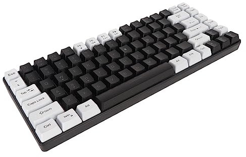 KIMISS Gaming Keyboard Type, Keyboard Gaming Mechanical Curved Quiet Wired for Family Office Editing White 80% White C 84 Keys RGB Backlit Ergonomically (Black)