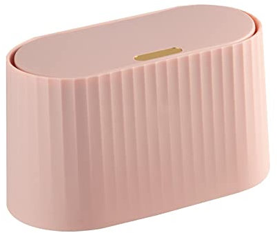 Duiaynke Mini cubo de basura, papelera de papel, papelera de escritorio con tapa para el hogar, oficina, tocador, mesa, dormitorio, baño (rosa)