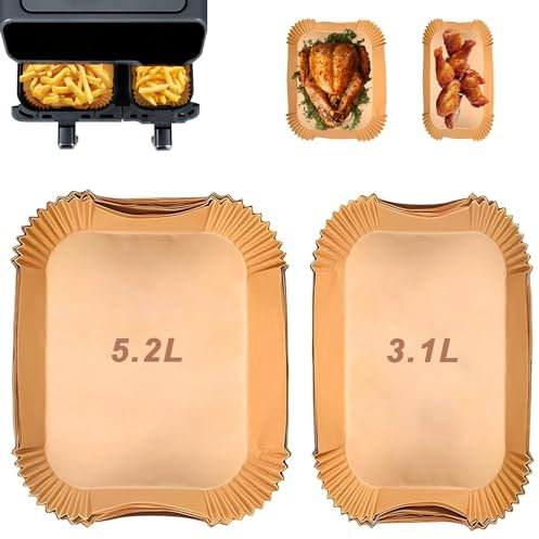 Carta da Forno per Air Fryer Moulinex EZ901820 5,2/3,1 L, Philips Serie 3000, Lakeland Tower Salter - Carta Oleata (50pcs+50pcs)