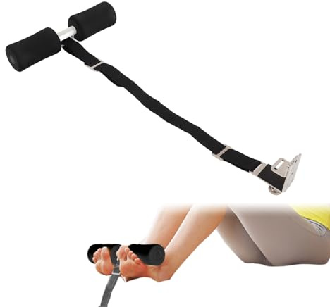 Barra para abdominales, cama ajustable, barra para abdominales, asistente de entrenamiento para sentarse, soporte para pies ajustable, portátil, ligero, abdominales, entrenador