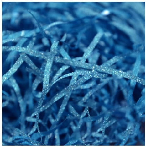 PuLaif Relleno de rafia, 500 g, material de relleno brillante, papel triturado para regalo, color azul océano