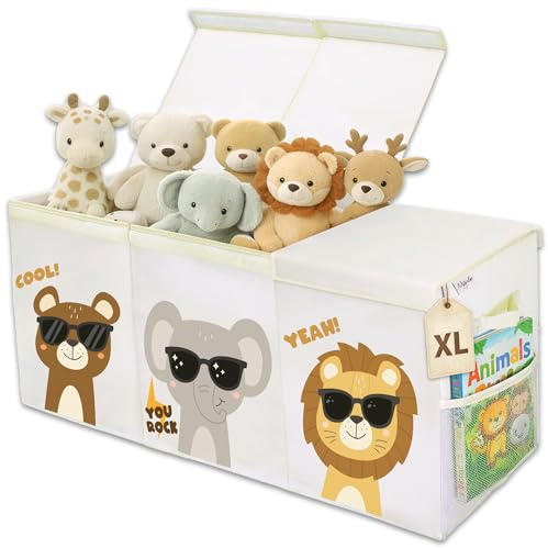 Nojube Baúl Juguetes Infantil Grande XL - Cesta Almacenaje Juguetes Plegable y Resistente - Juguetero Organizador de Juguetes Infantil de Tela Oxford - Caja Juguetes Almacenaje dormitorio con tapa