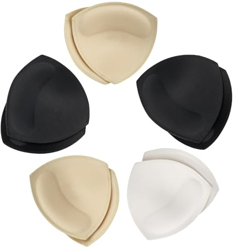 5 Paires d'inserts de Soutien-Gorge, Inserts de Soutien-Gorge de Sport, Coussinets d'allaitement Amovibles, Rembourrage de Sport pour Maillot de Bain Bikini, Maillot de Bain, Blanc Nu et Noir
