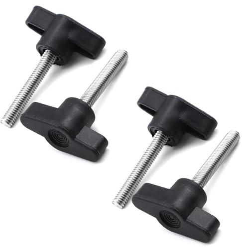 QZKJQDD 4 stycken räfflade skruvar M5, M5 x 30 mm 304 rostfritt stål T-formad klämskruvknapp, tumskruvar handtag, vingskruv M5, för snabbt byte av dragknappen för hand