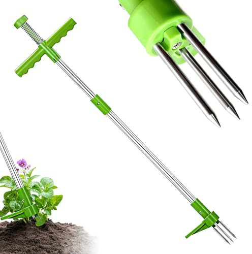 100cm Estirpatore Erbacce da Giardino,Estirpatore in Piedi con 3 Tappi in Acciaio e Pedale,Facile da Rimuovere le Erbacce Senza Piegare,Strumento Giardinaggio Diserbo per Cortile,Prato,Patio