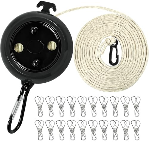 Stendibiancheria Estensibile Stendibiancheria da Viaggio, 10m Stendibiancheria Retrattile da Campeggio con 20 Mollette Antivento, Filo per bucato allungabile Portatile per Viaggiare Camper Balcone