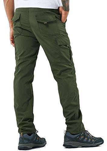 YAWHO Herren Wanderhose Outdoorhose Trekkinghose Softshellhose Funktionshose Cargohose/Schnell Trockend Wasserdicht Winddicht (Green, XL)