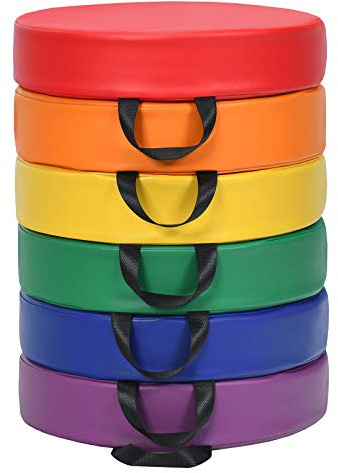 COSTWAY Tappeto per Bambini 6 Pezzi, Tappeto da Terra Cuscino Yoga Meditazione, per Camera da Letto e Salotto, Moderno 38x38x8cm (Rotondo Colorato)