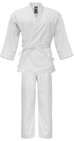 ULTIMATE FIGHT GEAR - Premium Heavy Weight Karate Uniform Gi - Kids Adults Unisex (White, 5)